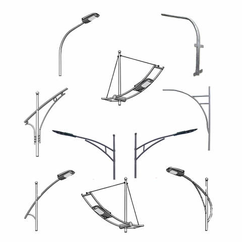 Cần Đèn Đơn - Đôi Cho Cột Đèn Cao Áp Rời Cần - Cần Đèn Gắn Tường Cao - Cần Đèn Cột Bê Tông 1